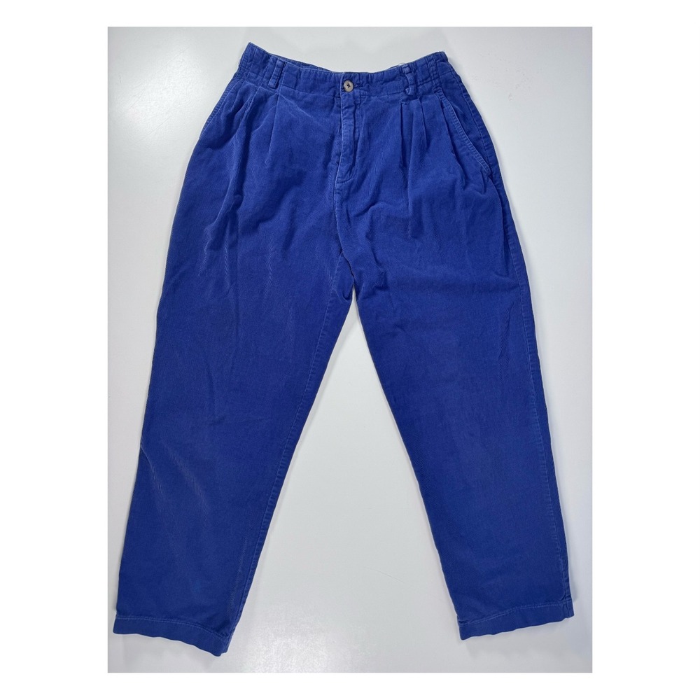 Vintage LIZSPORT Corduroy Pants Womens 4 Petite Blue 90s Pleated Straight Leg‎